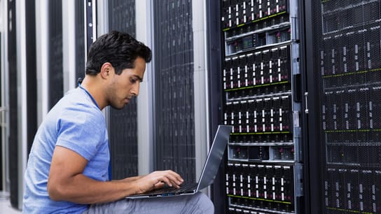 Data and privacy - man in server room