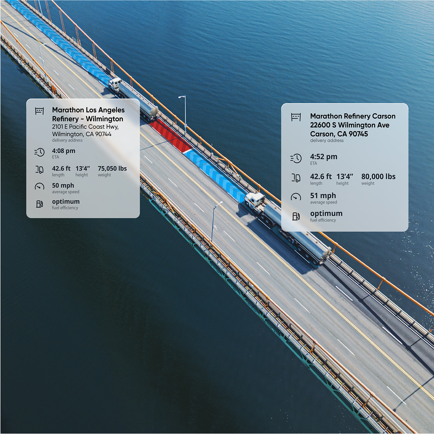 Cars traveling over road.