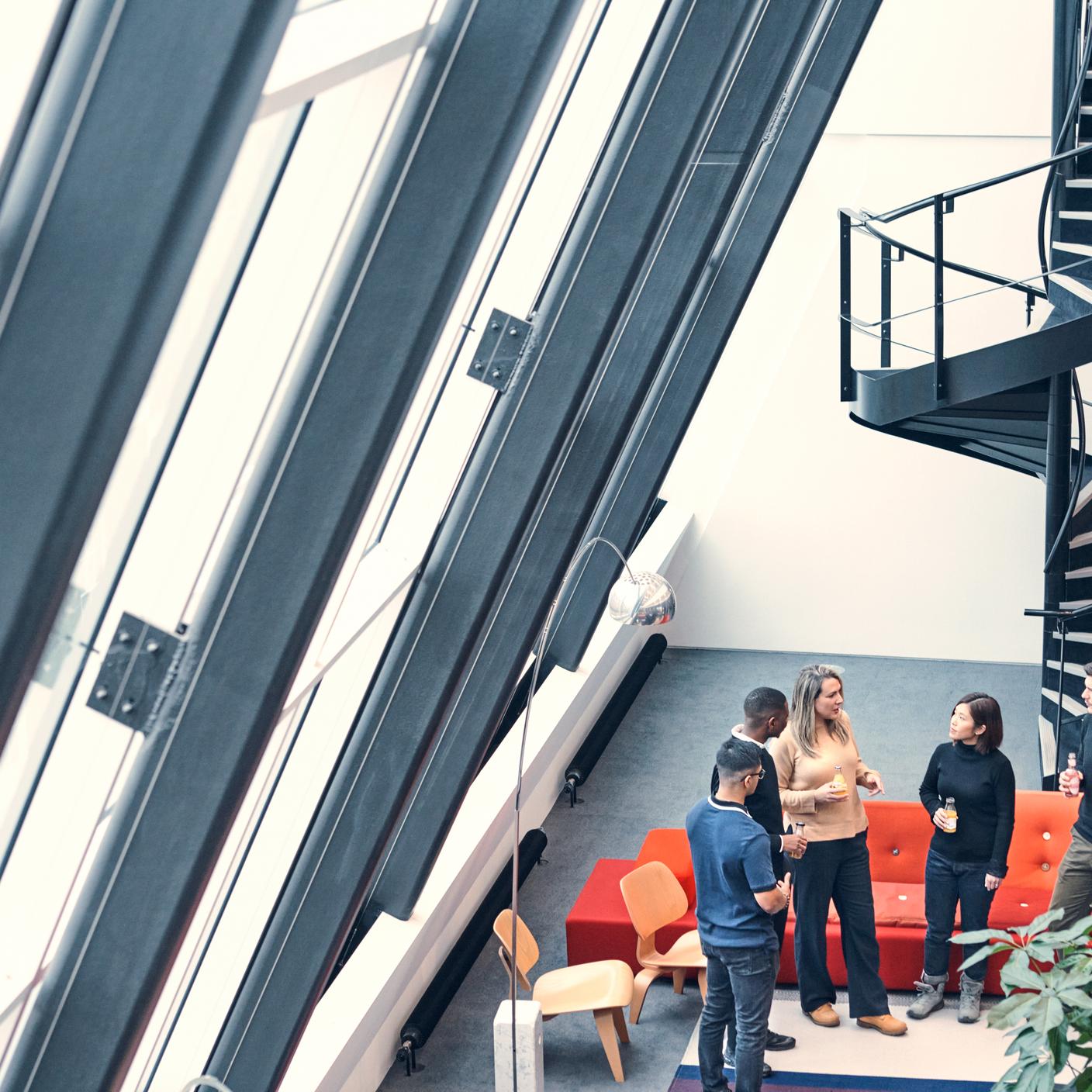 Group of people chasing 