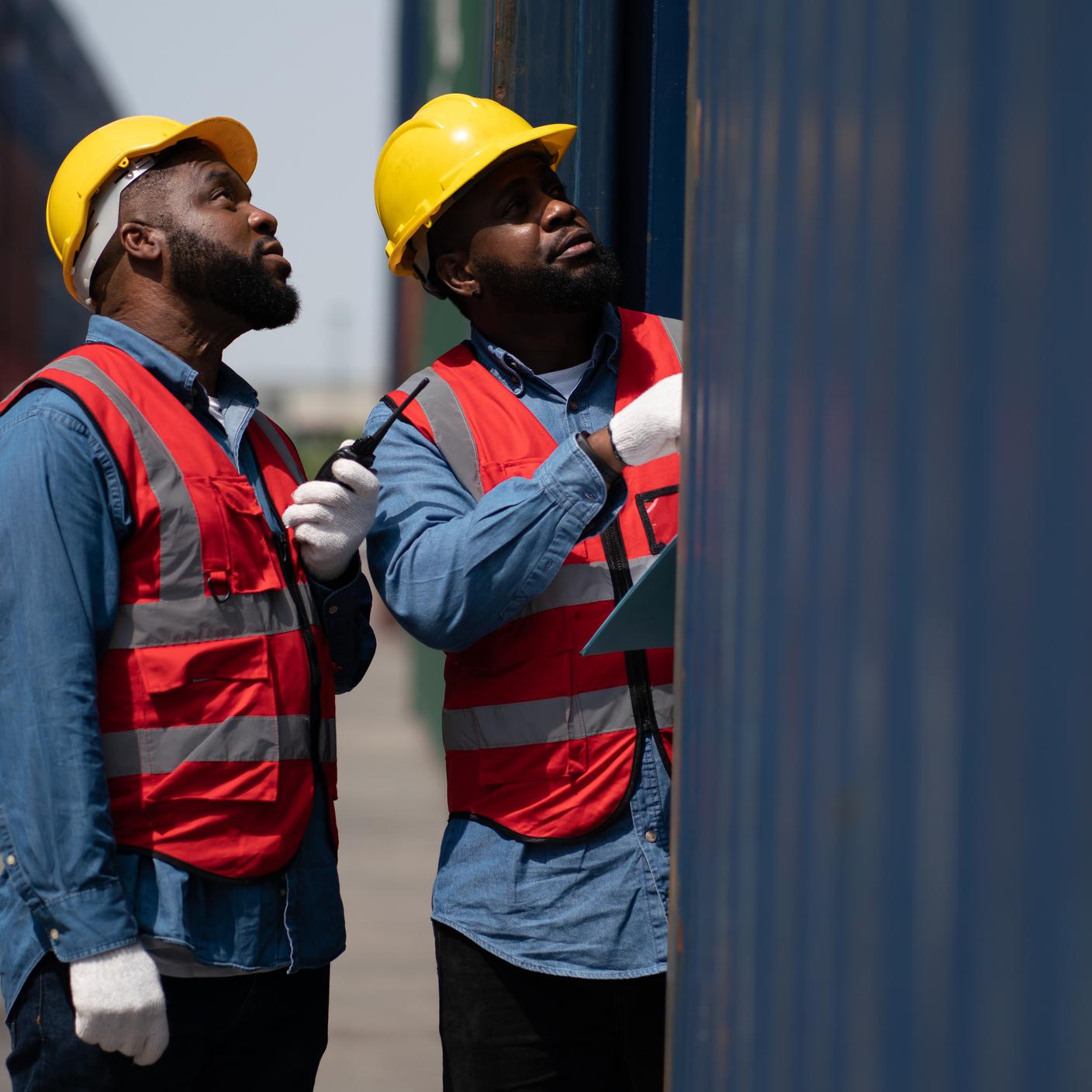 Men business engineer in container transportation industry