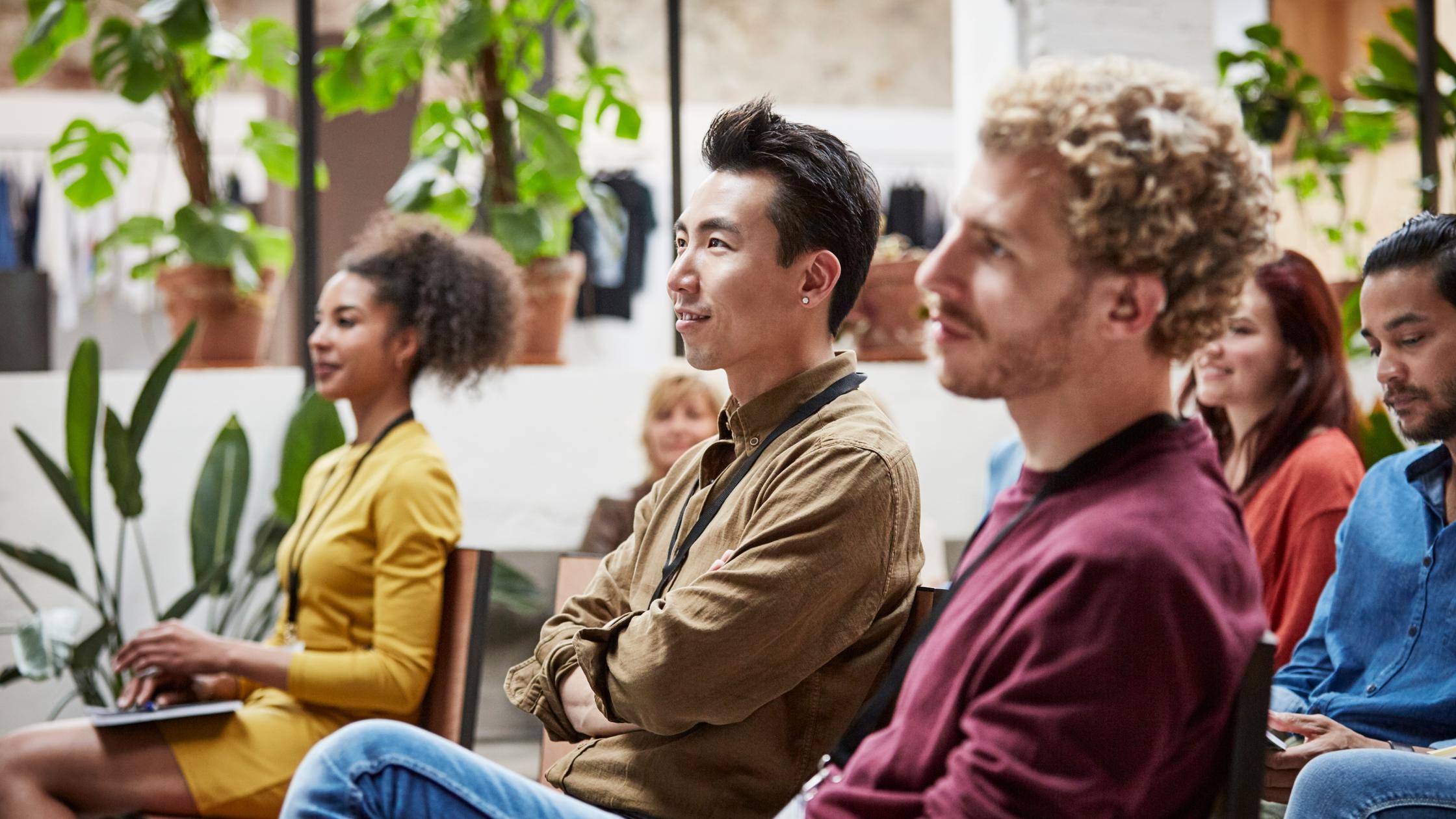 Young people listening to presentation